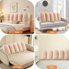 Luxurious Double-Sided Velvet Bed Rest Pillow With Ergonomic Support & Machine Washable Design - Perfect For Home, Bedroom, Living Room, And Office Use, Luxurious Teddy Bed Headboard Cover Bed Headboard Cover Bedside Backrest Cushion Upholstered Bed Head Cover Double King Size - Creamy white + milk tea color - 查看 6