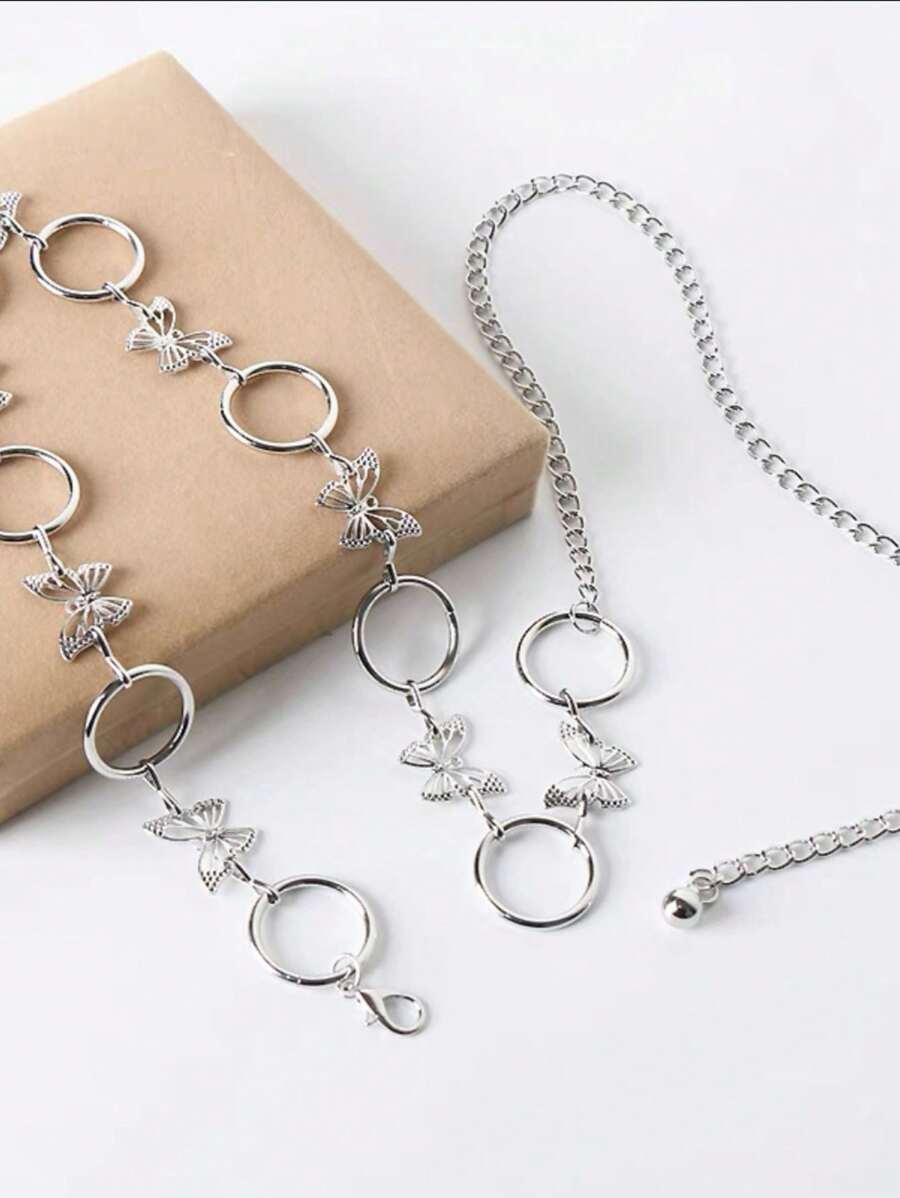 Women's Butterfly Metal Chain Belt - 銀色 - 查看 1