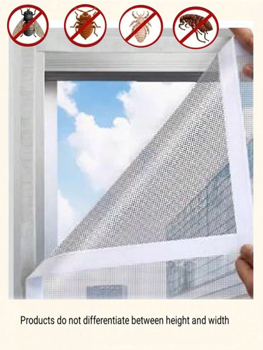 Self-Adhesive Polyester Anti-Mosquito Window Screen Net, Breathable & Transparent Mesh Curtain For Fly Bug Protection, No-Drill Installation