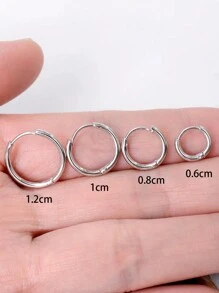 6 件/套 不锈钢简约金属圆环小巧耳环 女士女孩穿刺饰品 几何圆形螺旋耳夹 - 六件組不鏽鋼小耳圈 - 查看 3