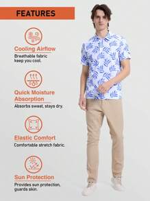 RODEEL Men's Graphic All-Over Printed Short-Sleeved Lapel Micro-Elastic Regular Summer Sports Top Quick-Drying Sun Protection And Moisture-Wicking Polo T-Shirt