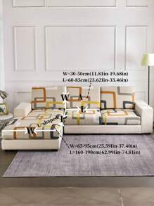 1pc Sofa Decorative Cushion Cover, Non-Slip, Stretchy, Milk Silk Material, Geometric Print, Various Shapes & Colors, Fits Single/Double/Three/Four Seat Sofa, Suitable For All Seasons - Multicolor - View 11