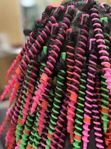 25pcs Random Color Long Hair Spiral Curl Rods, Ionic Hair Styling Tool, DIY Hairstyle Design Wool Curl Sticks - Multicolor - View 2