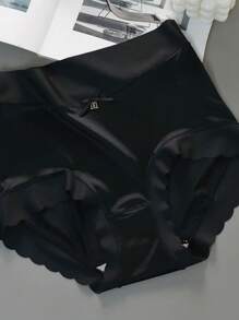 3 Pairs Women High Waist Satin Silk Ice Silk Underwear, Soft Seamless Lift Hipster Briefs