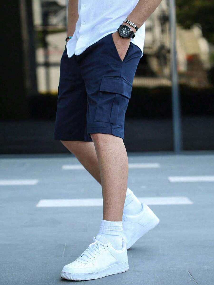 1 件青少年男孩休闲宽松工装短裤，多口袋运动设计，户外工装短裤，春夏季