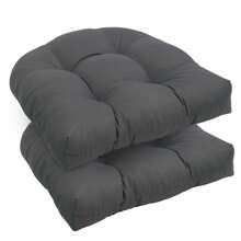 2PCS U-Shaped Cushion Wicker Chair Seat Pads Waterproof Outdoor Garden Furniture Pads Solid 6" Thick Tufted Wicker Seat Cushion Sets Waterproof 2 Pieces Wicker Furniture Cushions Outdoor Cushions For Patio Furniture - 深灰色 - 查看 1