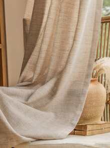 2 件日式休闲简约加厚亚麻薄纱窗帘，半透明但不透视，适用于客厅、卧室、阳台、日常家居装饰