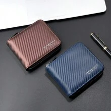2025 Minimalist Carbon Fiber Men Wallet, Large Capacity Zipper Coin Purse, Card Holder Organizer Wallet, Ideal Gift For Men, New Year & Valentine's Day
