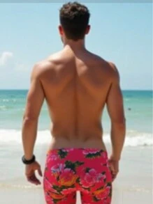 Men's Boardshorts, Flower & Retro Print
