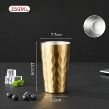 1pc, 304 Stainless Steel Cup, Double-Layer Beer Cup, Fire Diamond Pattern Coffee Cup, Bar Drinkware - Multicolor - View 14