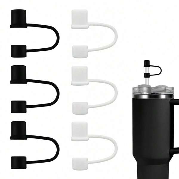 3/3/6PCS Douji Straw Cover Compatible With Stanley Cup, Apply To 30&40 Oz Tumbler With Handle, 10mm/0.4in Dust-Proof Reusable Silicone Straw Tips Lids Accessories