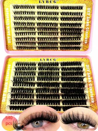 540/60クラスター 5D フワフワ DIY まつげエクステンション インディビデュアルラッシュクラスター、0.07mm Dカール、9-18mm ミックスレングス、30D/40D/50D/60D/80D/100D ナチュラル ボリューミー フォールスアイラッシュ