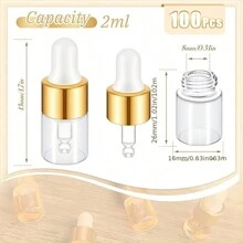 10pcs Mini Glass Dropper Bottles, 0.07oz Large Capacity, Golden Transparent Essential Oil Vials, Small Tincture Sample Containers, Perfume Liquid Bottles With Lids For Travel, Hand Wash Only, Unscented, Round Shape, Portable Accessories Storage - Multicolor - View 3