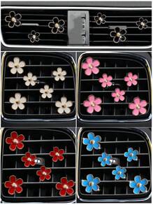 6pcs Alloy Charming Daisy Designed Air Vent Clips, Car Vent Decoration Clips, Auto Interior Accessories - Multicolor - View 1