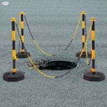 6 Pack Traffic Cones Adjustable Delineator Post Portable Parking Pole W/ Chains - 1 - View 10