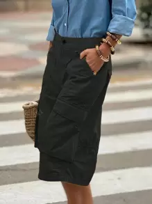 Women New Arrival Casual Plain Pocket Short Utility Pants