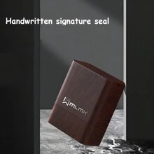 Customized Signature Stamp, Handwritten Business Signature Stamp, Personal Name Seal, Automatic Press Seal, Light-Sensitive Portable Personal Customization - Black Walnut Wood Grain - View 3