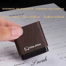 Customized Signature Stamp, Handwritten Business Signature Stamp, Personal Name Seal, Automatic Press Seal, Light-Sensitive Portable Personal Customization - Black Walnut Wood Grain - View 5