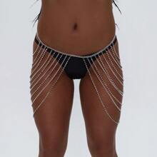 New European And American Jewelry, Simple Elegant Versatile Geometric Waist Chain With Metal Rhinestones And Multilayer Tassel Body Chain - Rhinestone style - View 2