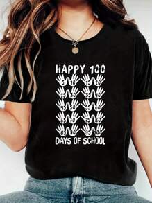100% Cotton Funny 100 Day Hands 100 Days Of School Teacher Student T-Shirt