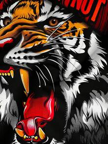 男士时尚虎纹落肩短袖 T 恤 - 彩色 - 查看 5