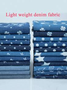 1 pièce Tissu en jean mince 100% coton imprimé de bandes dessinées, matériel de couture DIY, pré-coupé (19 po*58 po, 39 po*58 po), convient pour la couture et l'artisanat, les motifs incluent papillon, étoile, trèfle, petit point. Matériau en jean pré-lavé mince pour robes, jupes, shorts, chapeaux, sacs d'art, fonds de photographie, nappes, accessoires pour cheveux