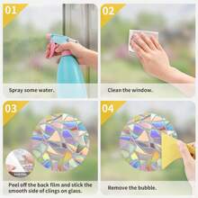 SHAWULA 25 PIEZAS Pegatinas opacas para ventanas con diseño de cielo estrellado para evitar colisiones de pájaros, pegatinas de vinilo prismatizado arcoíris, no adhesivas para decoración de ventanas