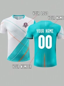 Spersonalizowana grafika, logo, nazwa i numer, oddychająca, szybkoschnąca koszulka sportowa, odpowiednia do piłki nożnej, badmintona i siatkówki, wiosna/lato, stylowa, moda, hipster, swobodna, minimalistyczny szyk, spersonalizowana, dostosowana, niestandardowa, unikatowa, stroje męskie, garderoba kapsułowa, podstawowy styl męski/uliczny, idealne prezenty dla niego, chłopaka, rodziny, przyjaciół, na urodziny, na wakacje/święta, do szkoły/zawodów, do sportu/wspinaczki