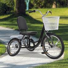 Quiltern 135x66CM Anti-Rollover Tricycle 20 "Front Wheel 16" Rear Wheel - Black Tricycle For The Elderly - Black - View 5