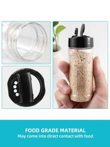 5pcs/Set-4pcs Transparent Plastic Seasoning Bottles & 1pc Stickable Label Paper, Cumin Powder Sub-Packing Bottle For Home Kitchen - Spice Jar Set - View 3