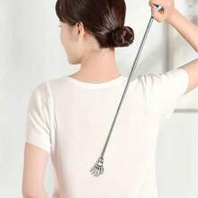 1 件伸缩式背部抓痒器，便携式手骨背部抓痒器可伸缩，电镀鬼手不锈钢，伸缩式挠痒按摩器，光滑爪头，不锈钢伸缩杆