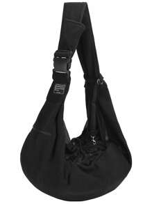 1 件黑色柔软透气斜挎包，适合猫咪和小型犬户外散步 - 黑色 - 查看 8