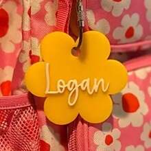 1 件定制亚克力钥匙扣，带线环，个性化花形名牌字母吊坠，行李牌吊饰，完美的返校礼物