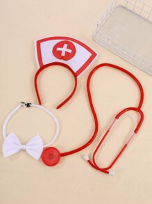 Set de 3 diademas de disfraz de enfermera, con estetoscopio y decoración de lazo, para juego de roles del Día de San Valentín