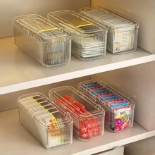 1 pièce Boîte de rangement multifonctionnelle transparente à rabat, convenant pour les médicaments, les collations, les cosmétiques et la papeterie - panier de bureau en plastique, sac organisateur de cosmétiques, transparent, étui à crayons
