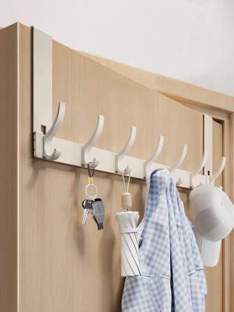 Over The Door Hooks, Heavy Duty Over Door Hanger Holder For Coat Robe Hat Clothe Towels Hanging, Bathroom Organizer ,Towels Hanging Without Drilling, Coat Rack Hat Rack