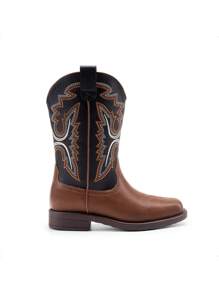 Boys Girls Western Boots Cowboy Boots Kids Western Square Toe Riding Boots - 黑色 - 查看 6