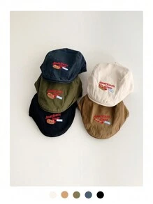 1 件刺绣贝雷帽，别致小头尺寸，多功能，艺术画家，报童帽，简单热狗和字母刺绣渐进帽，适合女士 - 彩色 - 查看 1