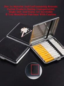 Mini Classic Personalized Cigarette Case - Ultra-Thin Flip Holder With Elastic Band,Pink Flower Letters A-Y, Durable Travel Accessories For Women, Perfect Holiday Gift For Halloween, Christmas, Thanksgiving Day, And More ﻿ - Black - View 10