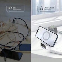 无线充电器 iPhone 充电站：3 合 1 充电器支架适用于 Apple 的多种设备 - iPhone 16 15 14 Pro Max 13 12 11 - Watch 10 9 8 7 6 5 4 3 2 SE 和 Ultra 系列 - Airpods 4 3 2 Pro 适用于 Apple iPhone、iPad、Android 手机，适合家人、朋友、生日、冬季、情人节、复活节的礼物桌面使用、家庭使用，无需数据线 USB-C 无线充电器支架兼容手机和手表通用充电集线器适用于 iPhone Apple Watch Airpods