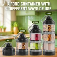 BYLWORKOUT 1 Gói Hộp Đựng Bột Protein Có Chân Đế Phễu, 3 Hộp Đựng Bột Protein Chống Rò Rỉ Có Thể Xếp Chồng Lên Nhau, Hộp Đựng Bột Móc Khóa Di Động Cho Tập Luyện, Thể Hình, Du Lịch - Màu đen trong suốt - Xem 6