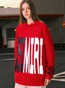 OSIMIRI Letter Print Hoodie For Both Men And Women Pullover Sweatshirt Harajuku Star Jacket Streetwear,The Best Choice For Autumn And Winter Gifts - 紅色 - 查看 2