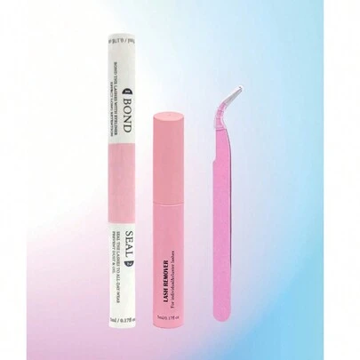 DIY睫毛嫁接套装，包含10毫升睫毛胶水及封层剂、5毫升卸除液、镊子、化妆工具、单根假睫毛、假睫毛簇、睫毛工具、睫毛胶水