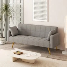 73.6" Gray Fabric  Multifunctional Double Folding Sofa Bed For Office
