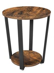 VASAGLE Side Table Round Table With Steel Frame For Living Room Bedroom Easy Assembly Industrial Rustic Brown And Black - Brown - View 5