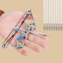 Juego de mini arco compuesto y flechas de arquería para juegos de tiro al blanco, regalo - Arco de acero inoxidable con flechas - Gris - Ver 12