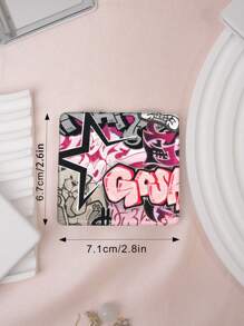 1 件经典 Y2K Cherry Star 系列化妆镜，可折叠轻巧紧凑型便携式手持镜，PU 皮套，不锈钢金属真空电镀，适合所有场景和所有群体，可折叠方形，方便携带