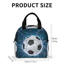 Prânz izolat pentru băieți și fete, geantă de fotbal complet imprimată pentru școală, călătorie, birou, picnic, drumeții, plajă, portabil, impermeabil, rezistent la scurgeri, se potrivește cu majoritatea cutiilor bento pentru prânz