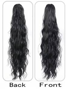 Claw Ponytail Extensions Hair Black Color 28 Inch Long Water Wave Hair Heat Resistant Fiber Synthetic Hairpiece For Women Girls Party Daily Use