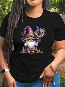 Camisetas de algodón 100 % con estampado Love Love en dorado esmerilado para mujer Camiseta de cuello redondo Camiseta de cuello redondo de algodón para uso diario: tela suave y cómoda para un estilo sencillo y comodidad durante todo el día - Negro - Ver 1